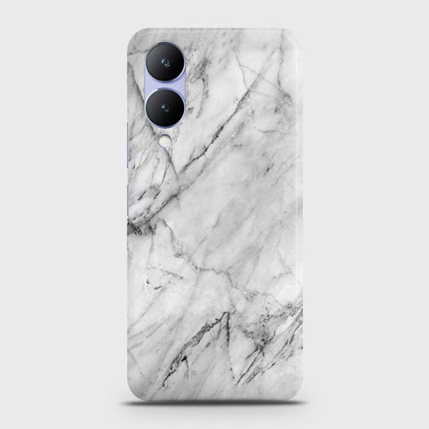 Vivo Y17s Cover - Trendy White Marble Printed Hard Case with Life Time Colors Guarantee