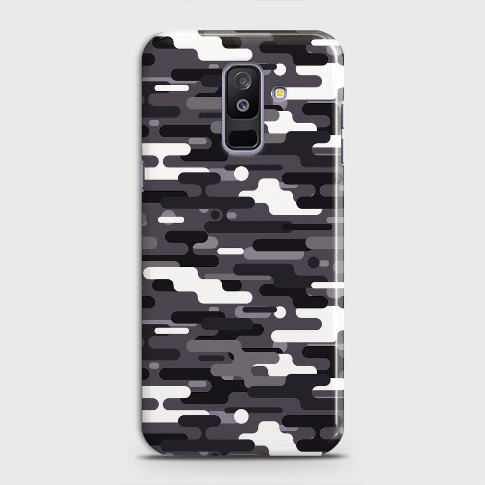 Samsung Galaxy A6 Plus 2018 Cover - Camo Series 2 - Black & White Design - Matte Finish - Snap On Hard Case with LifeTime Colors Guarantee (Fast Delivery)