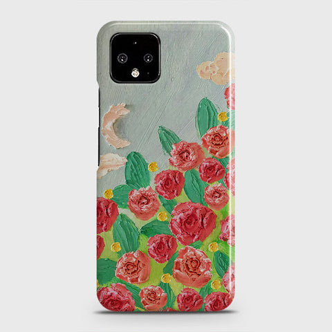 Google Pixel 4 Cover - Floral Series - Design 10 - Red & Green - Matte Finish - Snap On Hard Case with LifeTime Colors Guarantee