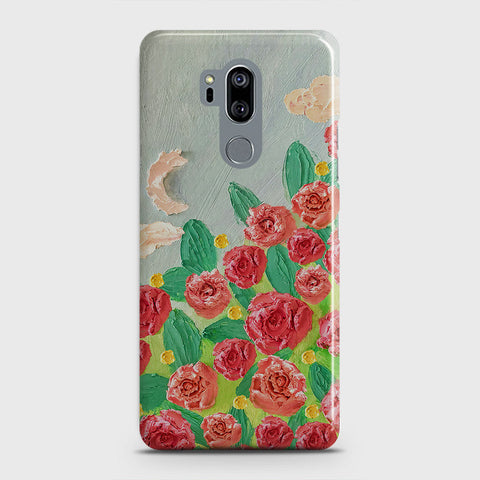 LG G7 ThinQ Cover - Floral Series  - Design 10 - Red & Green - Matte Finish - Snap On Hard Case with LifeTime Colors Guarantee