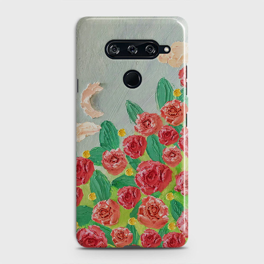 LG V40 ThinQ Cover - Floral Series  - Design 10 - Red & Green - Matte Finish - Snap On Hard Case with LifeTime Colors Guarantee