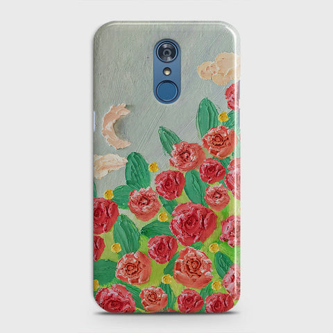 LG Q7 Cover - Floral Series  - Design 10 - Red & Green - Matte Finish - Snap On Hard Case with LifeTime Colors Guarantee