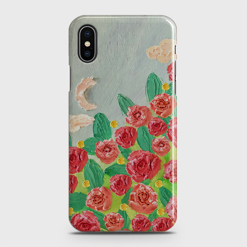 iPhone XS Cover - Floral Series - Design 10 - Red & Green - Matte Finish - Snap On Hard Case with LifeTime Colors Guarantee