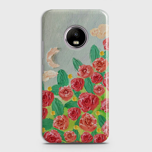 Motorola E4 Cover - Floral Series - Design 10 - Red & Green - Matte Finish - Snap On Hard Case with LifeTime Colors Guarantee