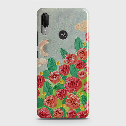 Motorola Moto E6 Plus Cover - Floral Series - Design 10 - Red & Green - Matte Finish - Snap On Hard Case with LifeTime Colors Guarantee