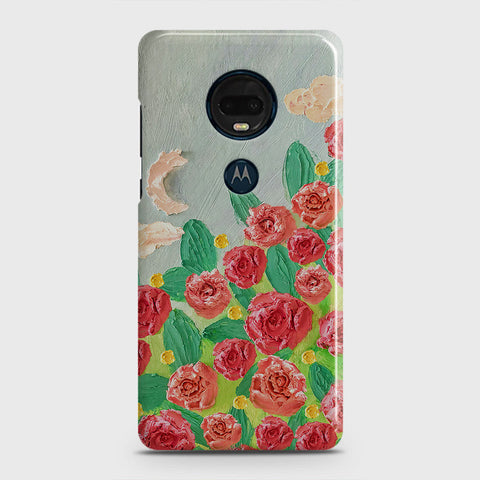 Motorola Moto G7 Plus Cover - Floral Series - Design 10 - Red & Green - Matte Finish - Snap On Hard Case with LifeTime Colors Guarantee