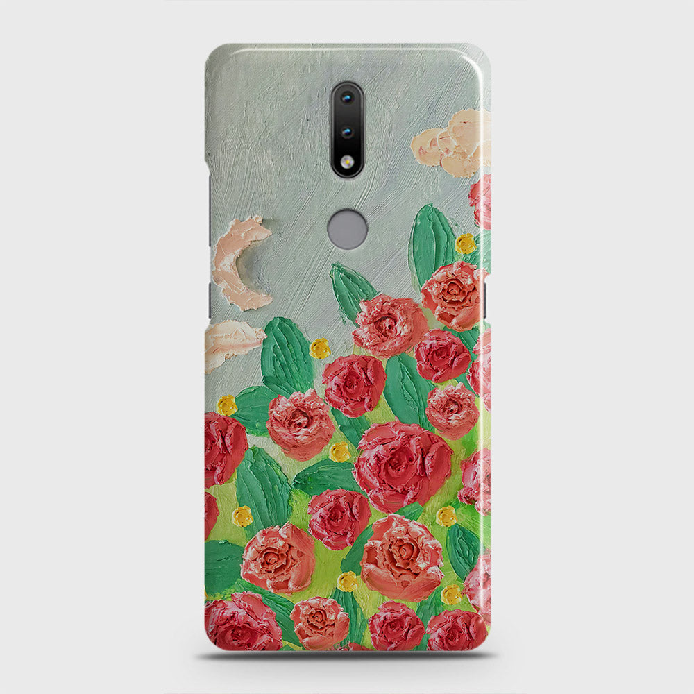 Nokia 2.4 Cover - Floral Series - Design 10 - Red & Green - Matte Finish - Snap On Hard Case with LifeTime Colors Guarantee