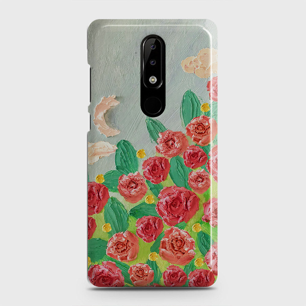 Nokia 3.1 Plus Cover - Floral Series - Design 10 - Red & Green - Matte Finish - Snap On Hard Case with LifeTime Colors Guarantee