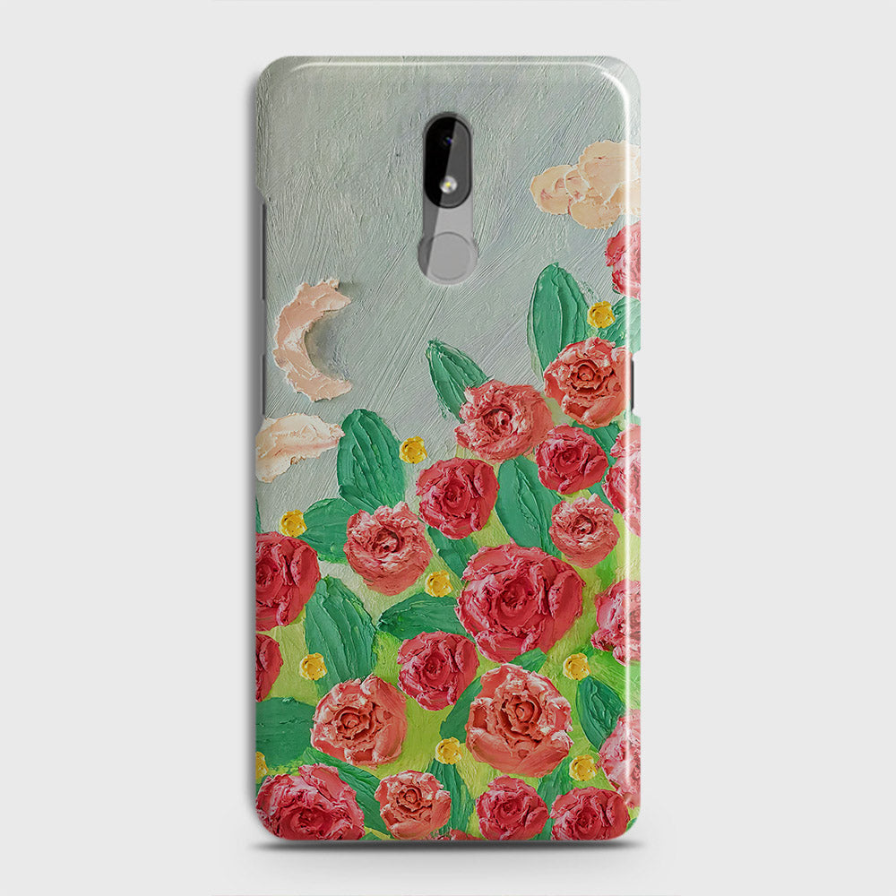 Nokia 3.2 Cover - Floral Series - Design 10 - Red & Green - Matte Finish - Snap On Hard Case with LifeTime Colors Guarantee