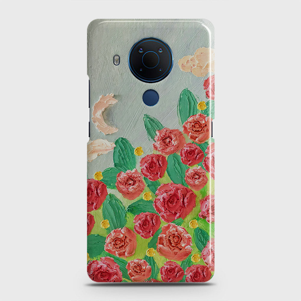 Nokia 5.4 Cover - Floral Series - Design 10 - Red & Green - Matte Finish - Snap On Hard Case with LifeTime Colors Guarantee