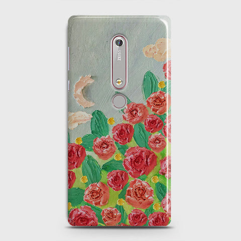 Nokia 6.1 Cover - Floral Series - Design 10 - Red & Green - Matte Finish - Snap On Hard Case with LifeTime Colors Guarantee