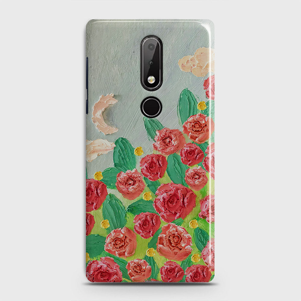 Nokia 6.1 Plus Cover - Floral Series - Design 10 - Red & Green - Matte Finish - Snap On Hard Case with LifeTime Colors Guarantee