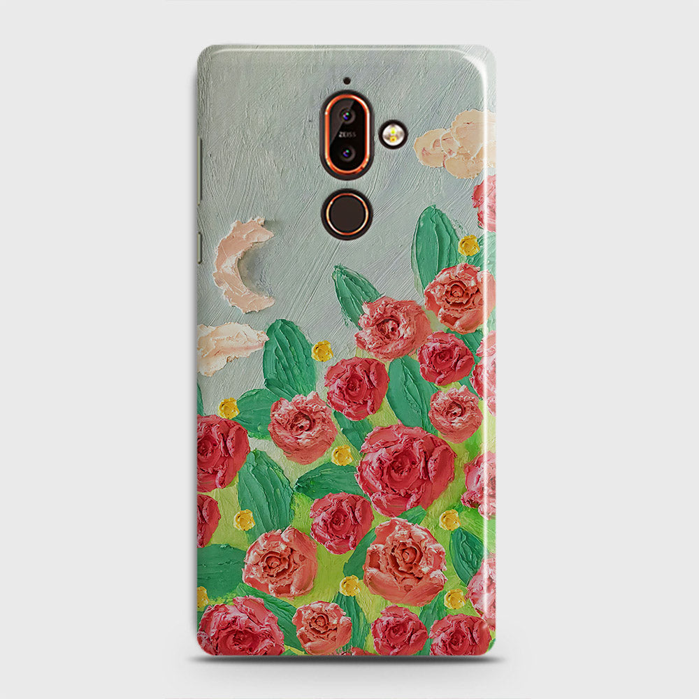 Nokia 7 Plus Cover - Floral Series - Design 10 - Red & Green - Matte Finish - Snap On Hard Case with LifeTime Colors Guarantee