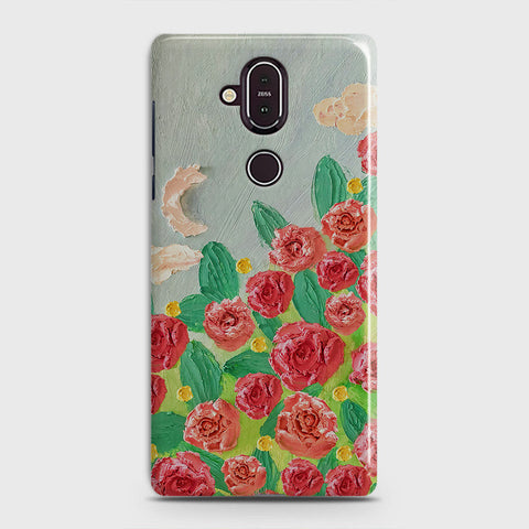 Nokia 8.1 Cover - Floral Series - Design 10 - Red & Green - Matte Finish - Snap On Hard Case with LifeTime Colors Guarantee