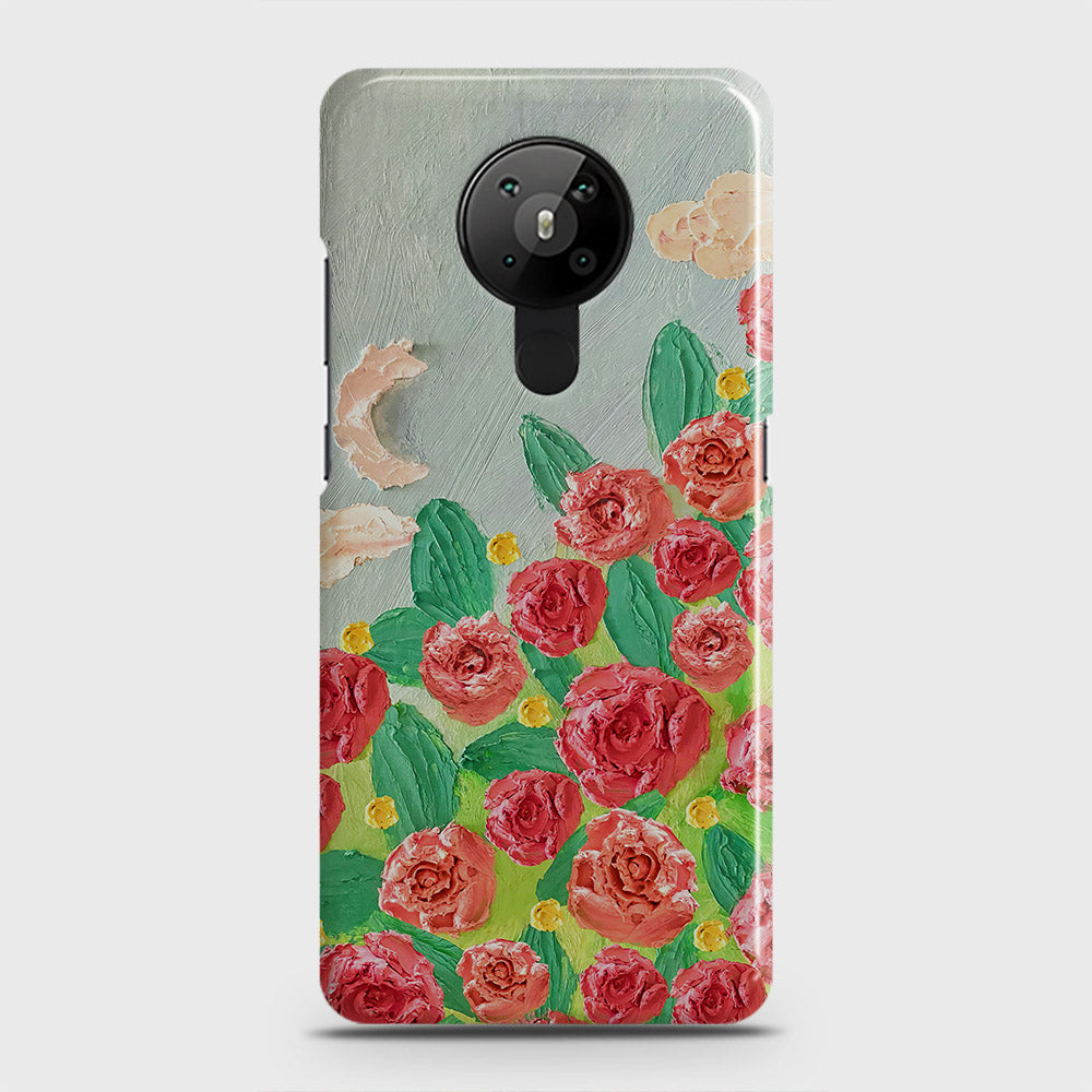 Nokia 5.3  Cover - Floral Series - Design 10 - Red & Green - Matte Finish - Snap On Hard Case with LifeTime Colors Guarantee