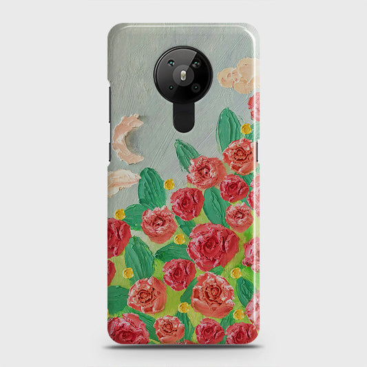 Nokia 5.3  Cover - Floral Series - Design 10 - Red & Green - Matte Finish - Snap On Hard Case with LifeTime Colors Guarantee