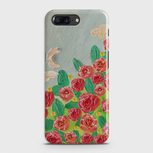 OnePlus 5  Cover - Floral Series - Design 10 - Red & Green - Matte Finish - Snap On Hard Case with LifeTime Colors Guarantee