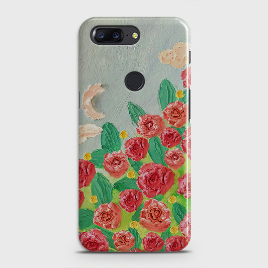 OnePlus 5T  Cover - Floral Series - Design 10 - Red & Green - Matte Finish - Snap On Hard Case with LifeTime Colors Guarantee