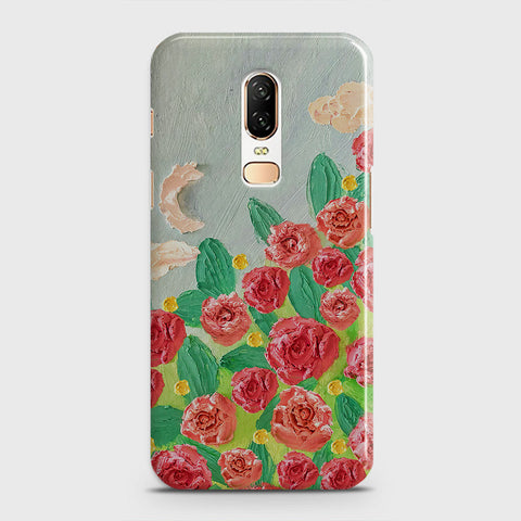 OnePlus 6  Cover - Floral Series - Design 10 - Red & Green - Matte Finish - Snap On Hard Case with LifeTime Colors Guarantee