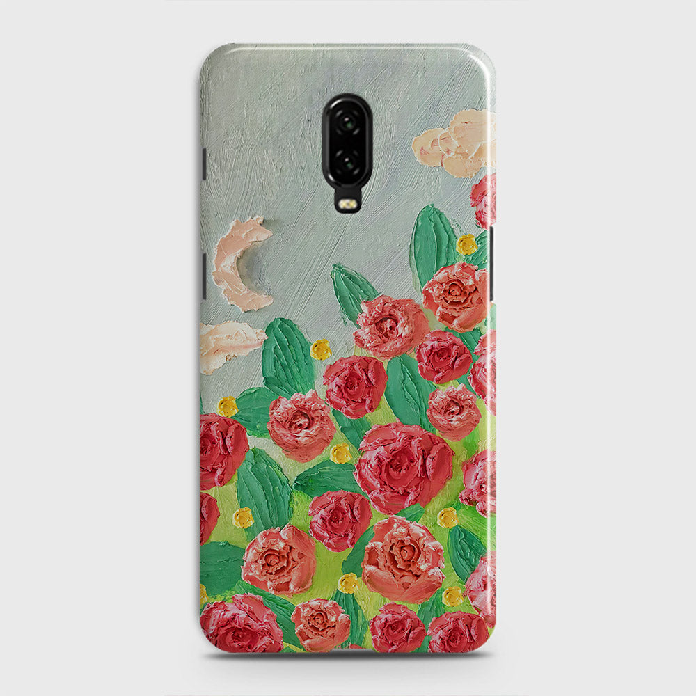 OnePlus 6T  Cover - Floral Series - Design 10 - Red & Green - Matte Finish - Snap On Hard Case with LifeTime Colors Guarantee