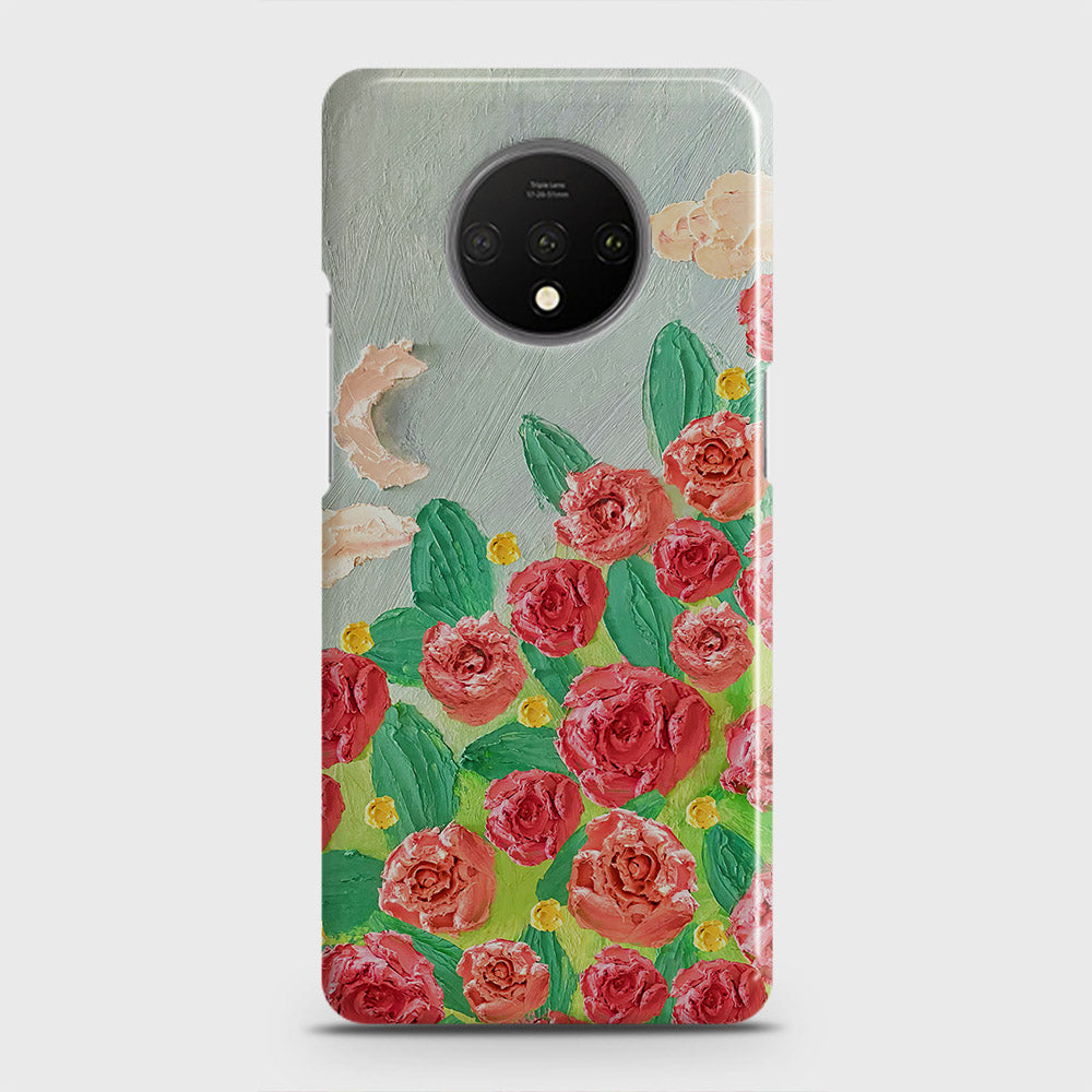 OnePlus 7T Cover - Floral Series - Design 10 - Red & Green - Matte Finish - Snap On Hard Case with LifeTime Colors Guarantee