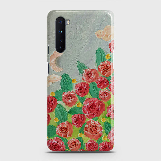 OnePlus Nord  Cover - Floral Series - Design 10 - Red & Green - Matte Finish - Snap On Hard Case with LifeTime Colors Guarantee