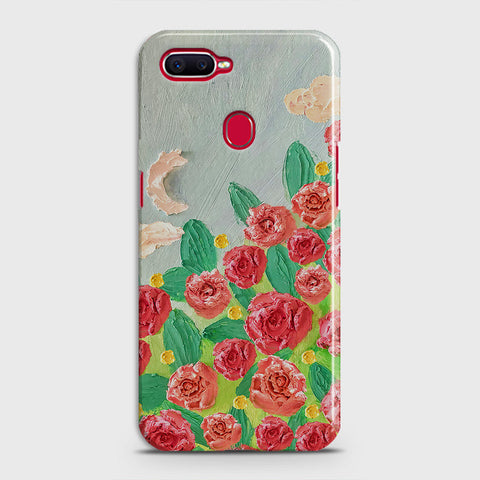 Oppo A7 Cover - Floral Series - Design 10 - Red & Green - Matte Finish - Snap On Hard Case with LifeTime Colors Guarantee