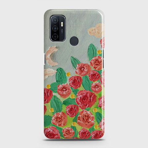 Oppo A53 Cover - Floral Series - Design 10 - Red & Green - Matte Finish - Snap On Hard Case with LifeTime Colors Guarantee