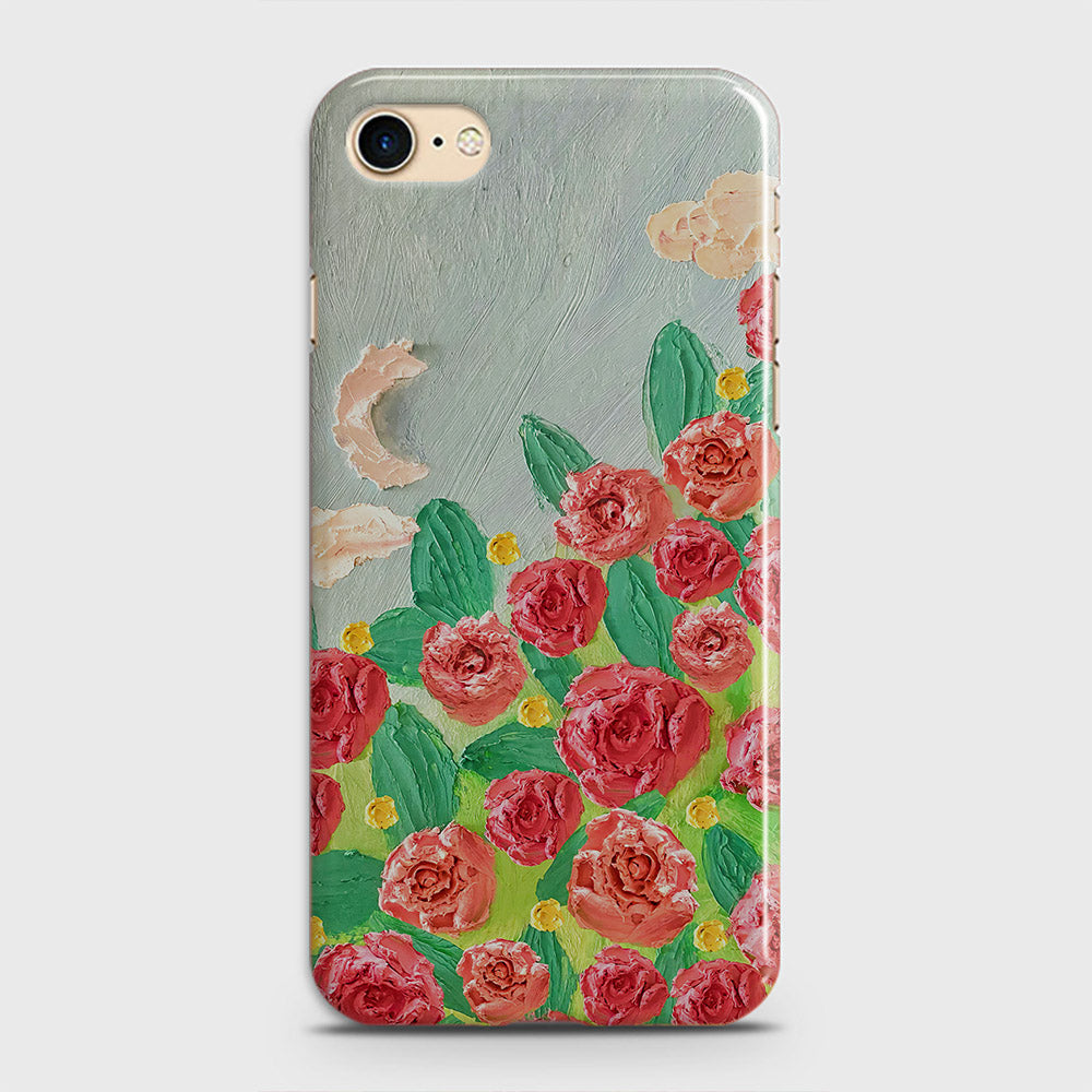 iPhone 7 Cover - Floral Series - Design 10 - Red & Green - Matte Finish - Snap On Hard Case with LifeTime Colors Guarantee