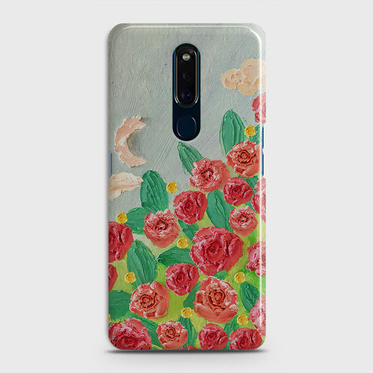 Oppo F11 Cover - Floral Series - Design 10 - Red & Green - Matte Finish - Snap On Hard Case with LifeTime Colors Guarantee