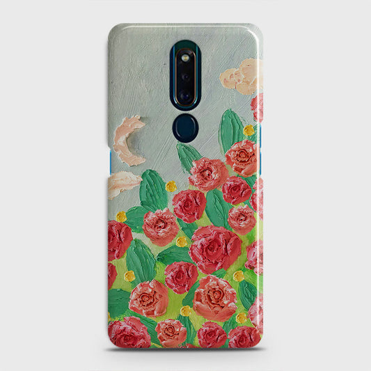 Oppo F11 Pro Cover - Floral Series - Design 10 - Red & Green - Matte Finish - Snap On Hard Case with LifeTime Colors Guarantee