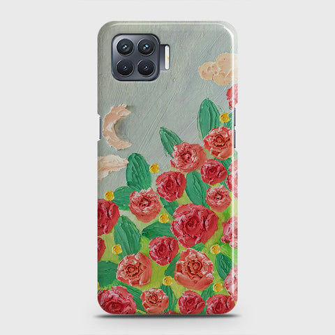 Oppo F17 Cover - Floral Series - Design 10 - Red & Green - Matte Finish - Snap On Hard Case with LifeTime Colors Guarantee