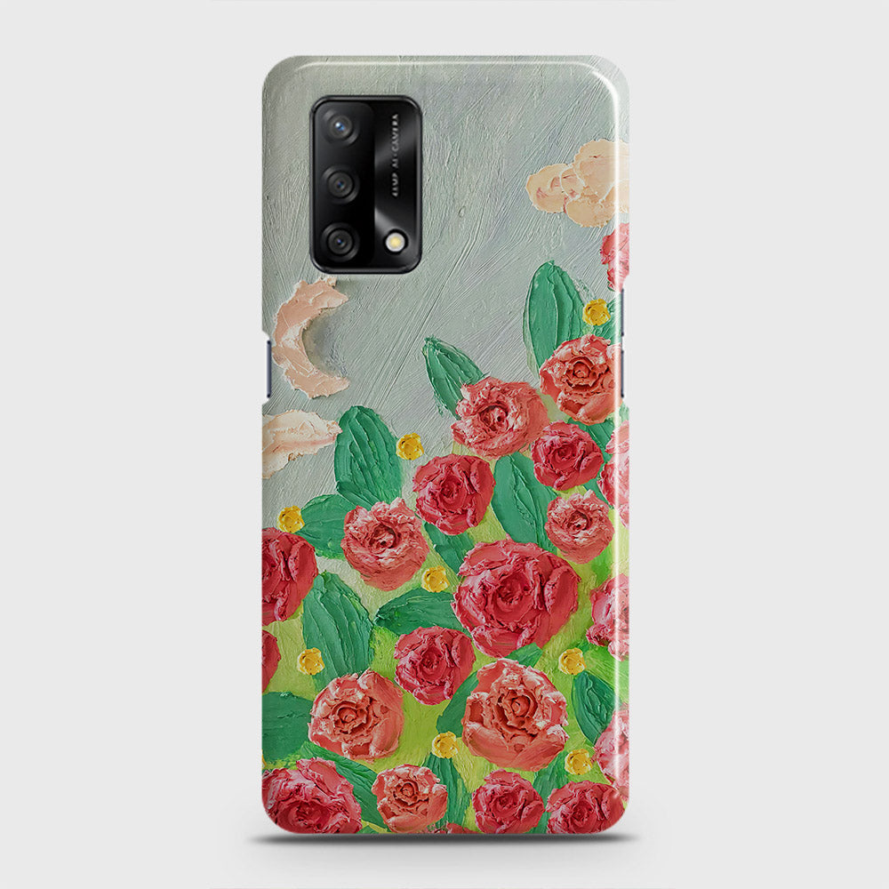 Oppo F19 Cover - Floral Series - Design 10 - Red & Green - Matte Finish - Snap On Hard Case with LifeTime Colors Guarantee