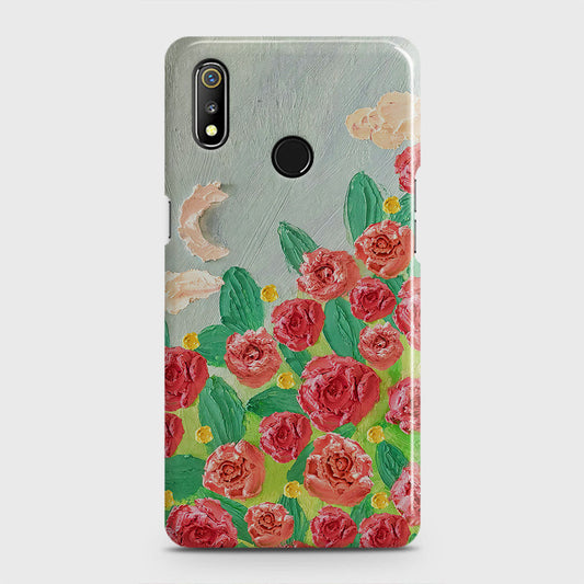 Realme 3 Pro Cover - Floral Series - Design 10 - Red & Green - Matte Finish - Snap On Hard Case with LifeTime Colors Guarantee