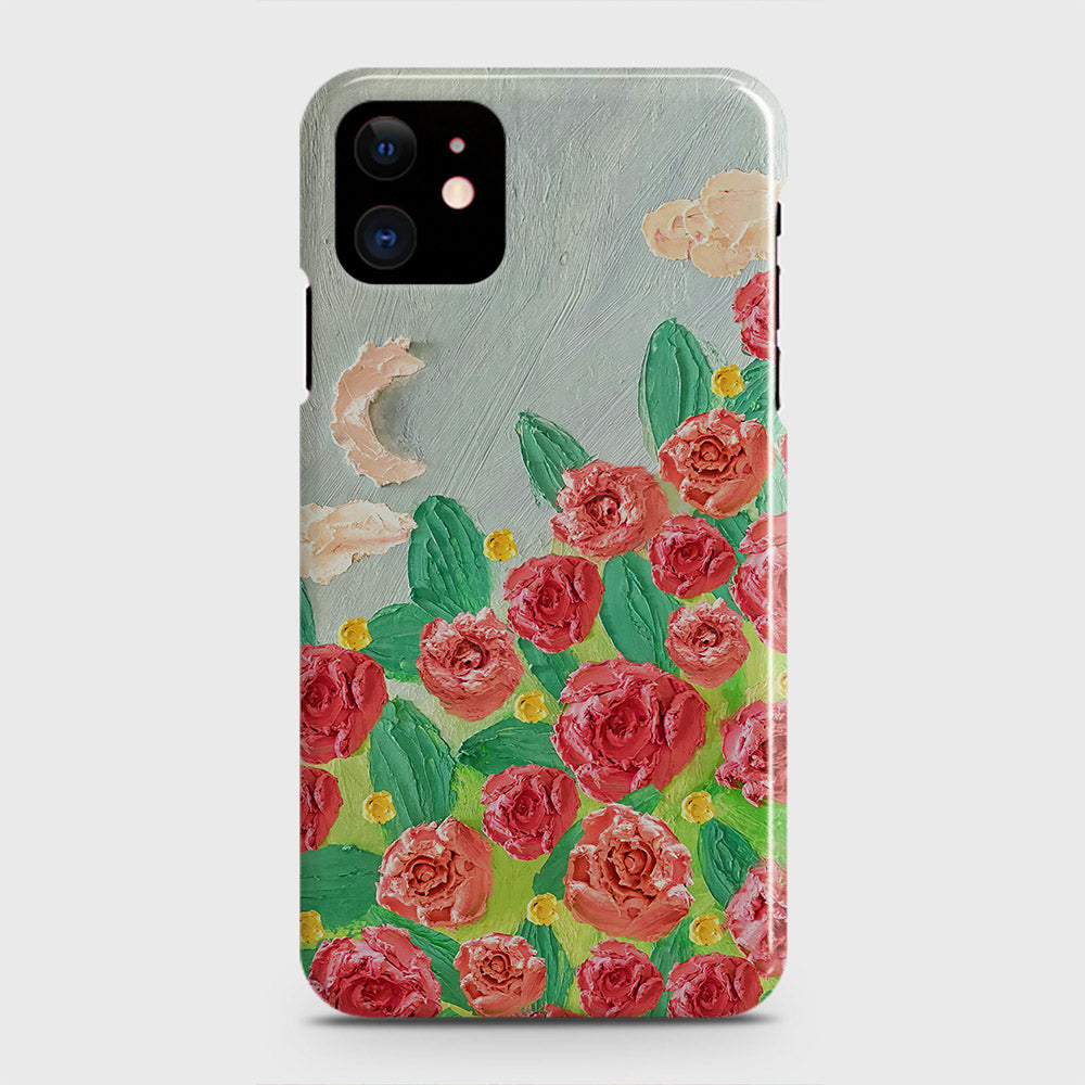 iPhone 12 Cover - Floral Series - Design 10 - Red & Green - Matte Finish - Snap On Hard Case with LifeTime Colors Guarantee