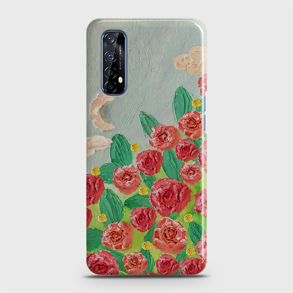 Realme 7 Cover - Floral Series - Design 10 - Red & Green - Matte Finish - Snap On Hard Case with LifeTime Colors Guarantee