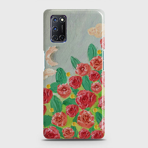 Oppo A52 Cover - Floral Series - Design 10 - Red & Green - Matte Finish - Snap On Hard Case with LifeTime Colors Guarantee