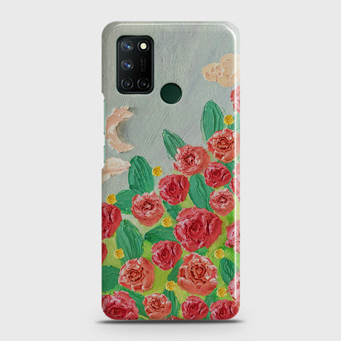 Realme 7i Cover - Floral Series - Design 10 - Red & Green - Matte Finish - Snap On Hard Case with LifeTime Colors Guarantee