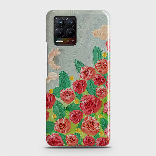 Realme 8 Cover - Floral Series - Design 10 - Red & Green - Matte Finish - Snap On Hard Case with LifeTime Colors Guarantee