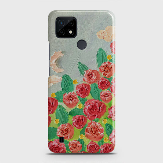 Realme C21 Cover - Floral Series - Design 10 - Red & Green - Matte Finish - Snap On Hard Case with LifeTime Colors Guarantee