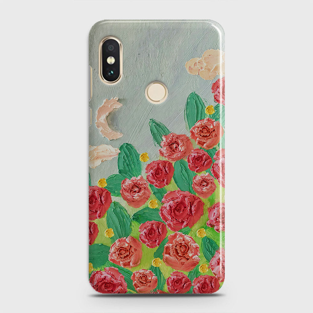 Xiaomi Redmi Note 5 AI Dual Camera Cover - Floral Series - Design 10 - Red & Green - Matte Finish - Snap On Hard Case with LifeTime Colors Guarantee