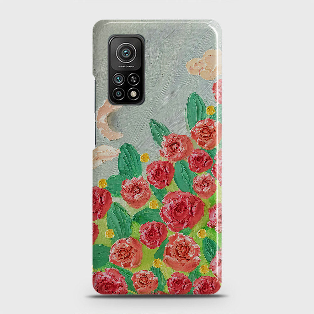 Xiaomi Mi 10T Cover - Floral Series - Design 10 - Red & Green - Matte Finish - Snap On Hard Case with LifeTime Colors Guarantee