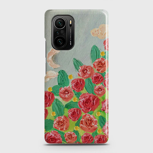 Xiaomi Redmi K40 Pro Cover - Floral Series - Design 10 - Red & Green - Matte Finish - Snap On Hard Case with LifeTime Colors Guarantee