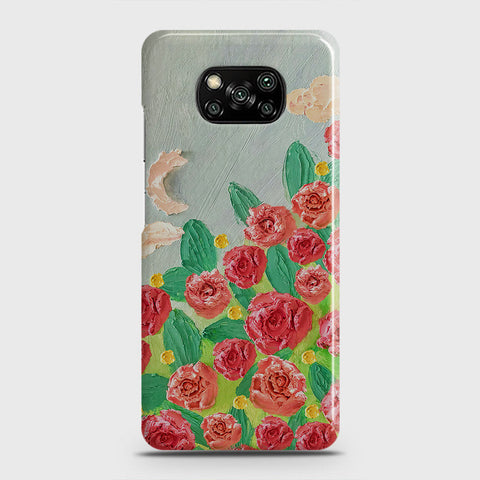 Xiaomi Poco X3 Cover - Floral Series - Design 10 - Red & Green - Matte Finish - Snap On Hard Case with LifeTime Colors Guarantee