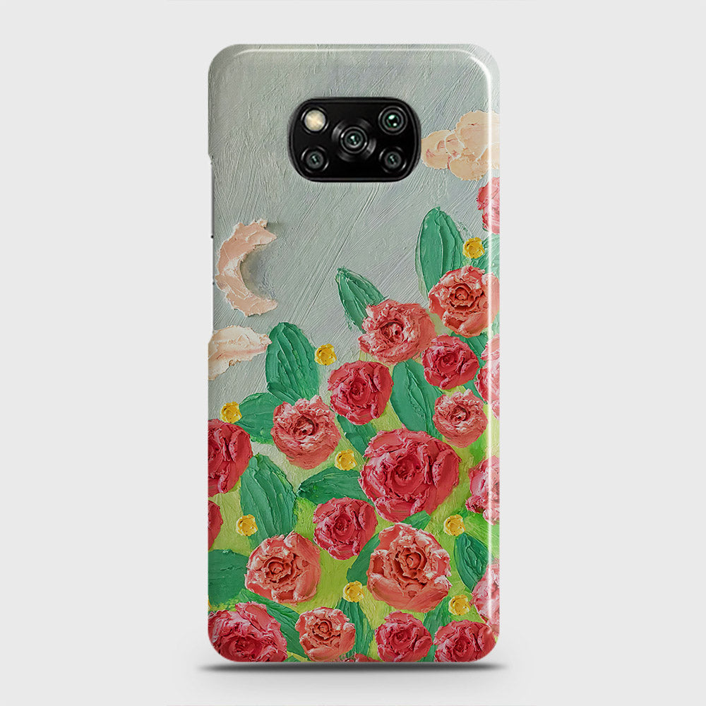 Xiaomi Poco X3 Pro Cover - Floral Series - Design 10 - Red & Green - Matte Finish - Snap On Hard Case with LifeTime Colors Guarantee