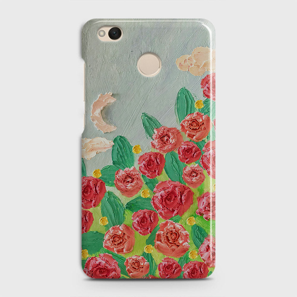 Xiaomi Redmi 4 / 4X Cover - Floral Series - Design 10 - Red & Green - Matte Finish - Snap On Hard Case with LifeTime Colors Guarantee