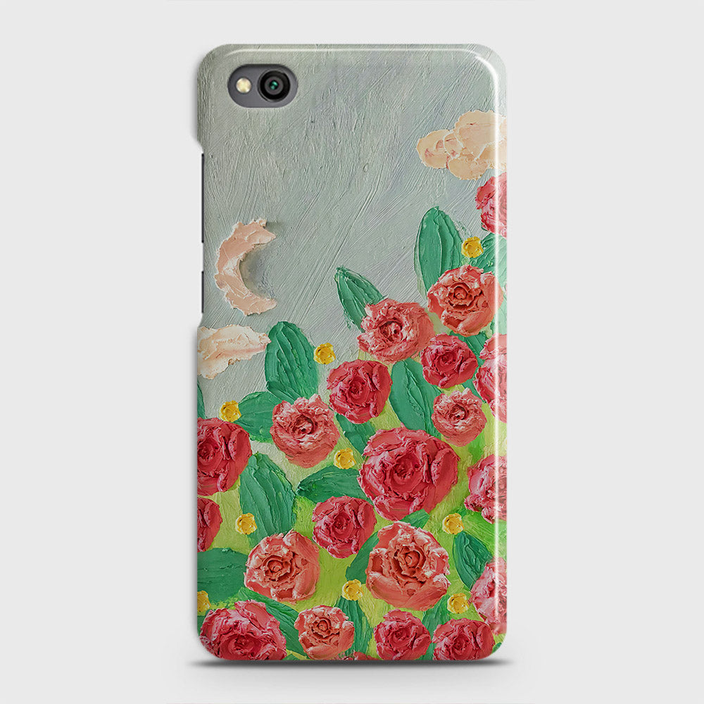 Xiaomi Redmi Go Cover - Floral Series - Design 10 - Red & Green - Matte Finish - Snap On Hard Case with LifeTime Colors Guarantee