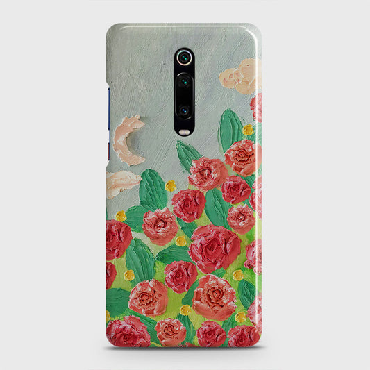 Xiaomi Mi 9T Cover - Floral Series - Design 10 - Red & Green - Matte Finish - Snap On Hard Case with LifeTime Colors Guarantee