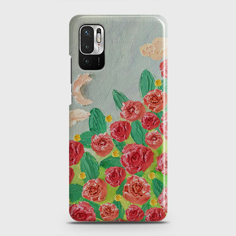 Xiaomi Redmi Note 10 5G Cover - Floral Series - Design 10 - Red & Green - Matte Finish - Snap On Hard Case with LifeTime Colors Guarantee