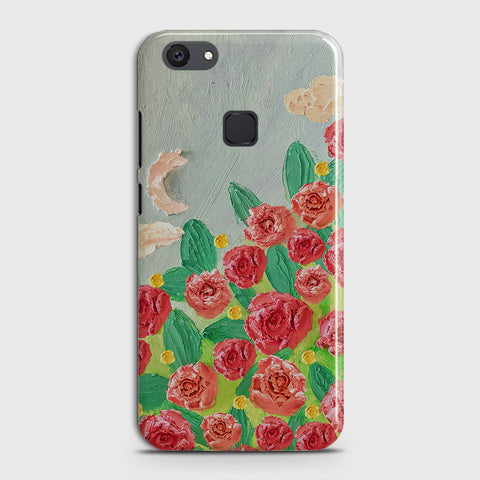 Vivo V7 Plus Cover - Floral Series - Design 10 - Red & Green - Matte Finish - Snap On Hard Case with LifeTime Colors Guarantee